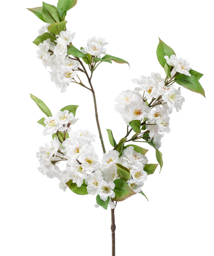 Zijden bloem "Apple blossom" spray x3 white | 80 cm