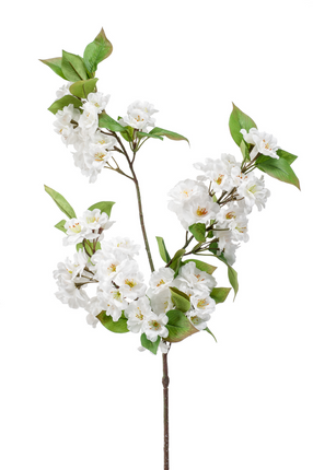 Zijden bloem "Apple blossom" spray x3 white | 80 cm