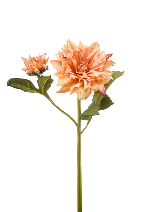 Zijden bloem "Dahlia" spray x2 dry look peach | 52 cm