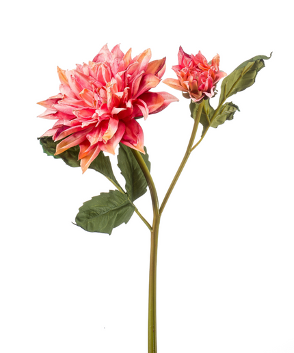 Zijden bloem "Dahlia" spray x2 dry look pink | 52 cm