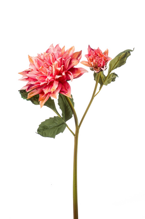 Zijden bloem "Dahlia" spray x2 dry look pink | 52 cm