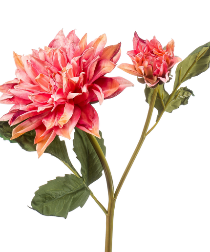 Zijden bloem "Dahlia" spray x2 dry look pink | 52 cm