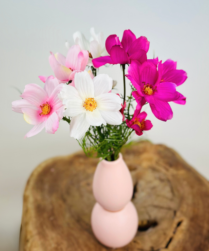 Mini zijden boeket "Lentebloemen" - incl. roze vaas | 40cm