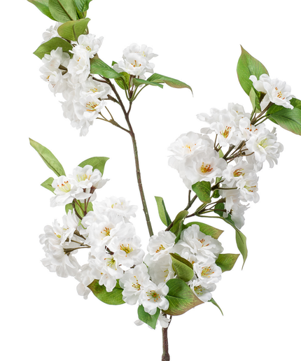 Zijden bloem "Apple blossom" spray x3 white | 80 cm