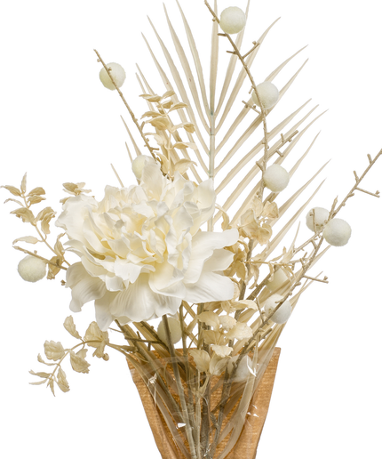 Zijden bloem "Dry peony bundle" Cream | 58 cm