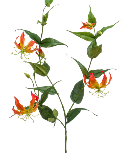 Zijden bloem "Gloriosa" Spray orange | 120 cm