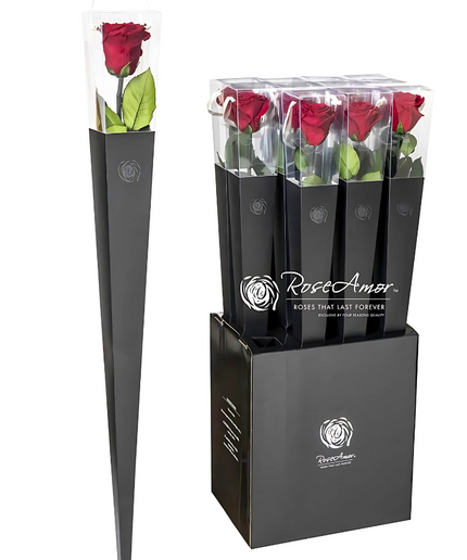 Longlife Roos "Sealed Love" in giftbox (donkerrood) - 70 cm