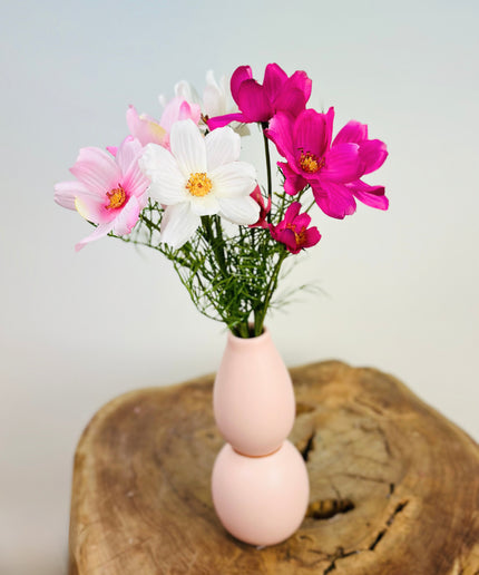 Mini zijden boeket "Lentebloemen" - incl. roze vaas | 40cm