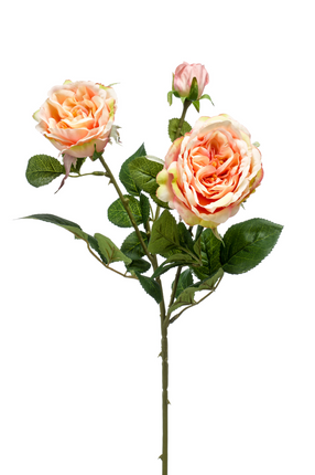 Zijden bloem "Rose" spray x3 peach/pink | 58cm