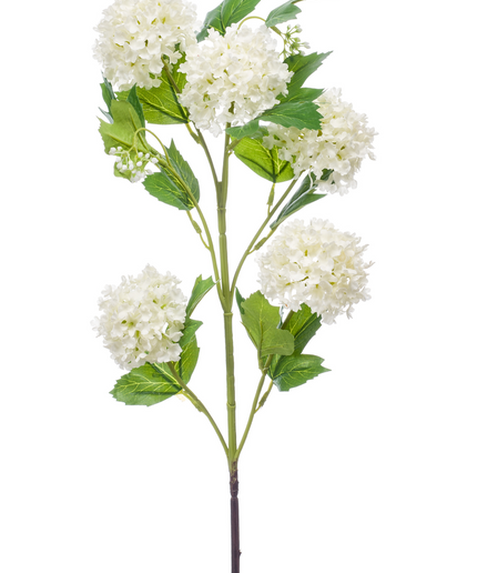 Zijden bloem "Viburnum" Spray x 5 Cream | 75cm