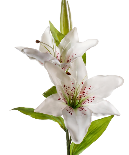 Zijden bloem "Lily" Spray x2 white | 65cm