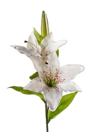 Zijden bloem "Lily" Spray x2 white | 65cm