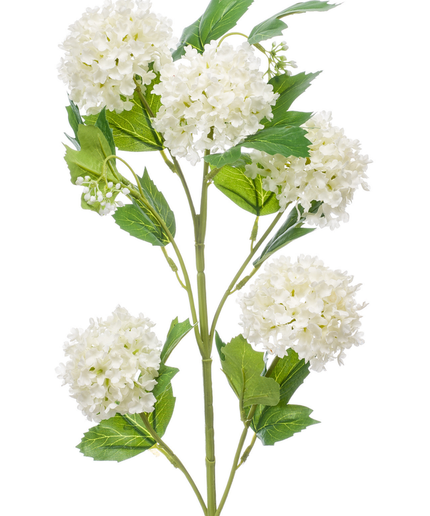 Zijden bloem "Viburnum" Spray x 5 Cream | 75cm